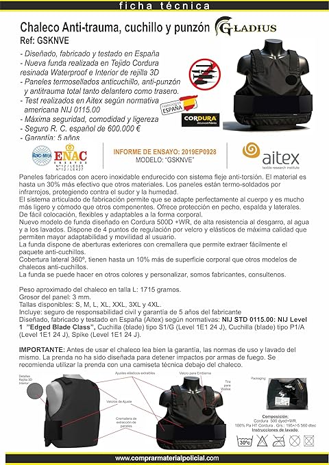 Chaleco Anti-Cuchillo GSKNVE “SEGURIDAD” + Funda - Imagen 5
